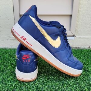 Nike Air Navy Blue & Gold Low-Top Sneakers